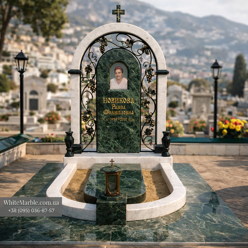 Женский памятник из белого мрамора фото 12-09