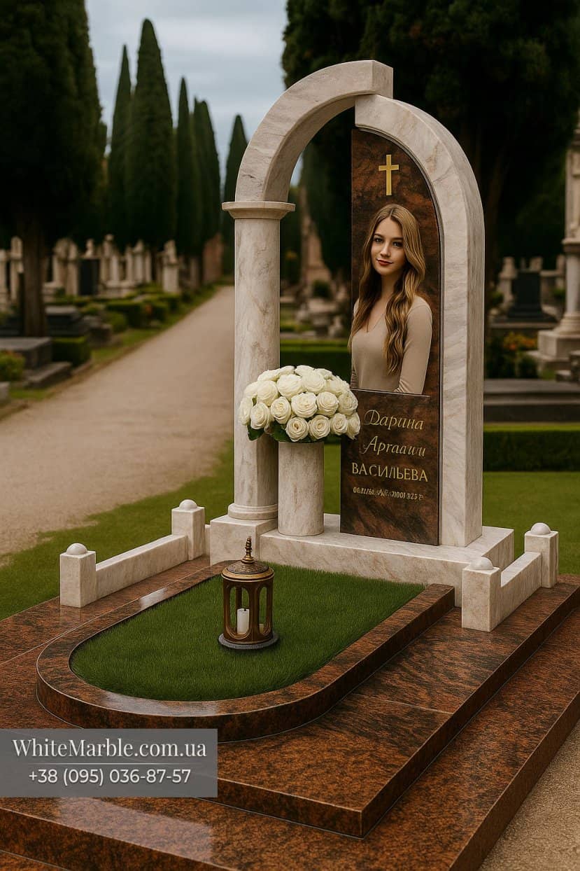 Женский памятник из белого мрамора фото 12-11