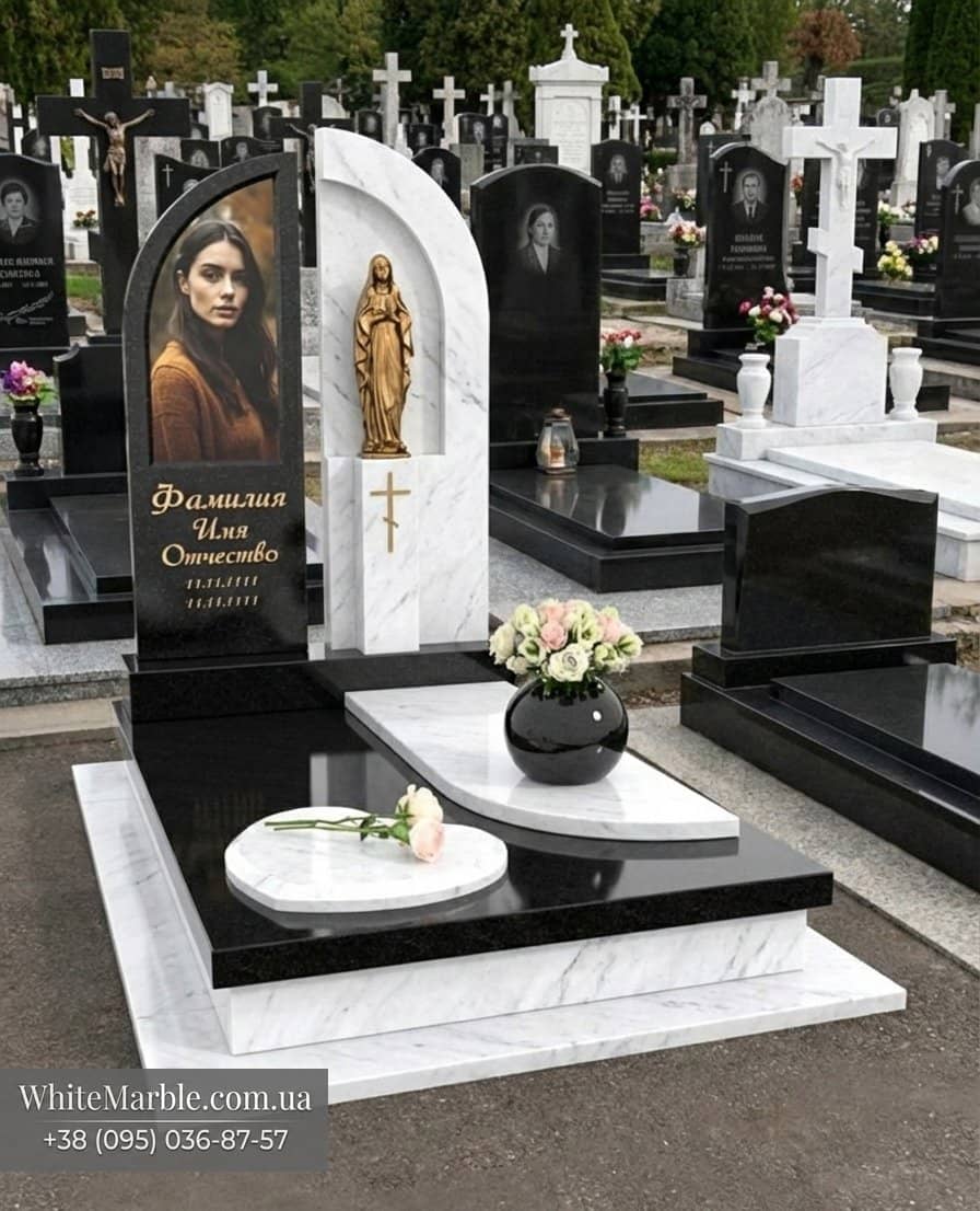 Женский памятник из белого мрамора фото 12-16